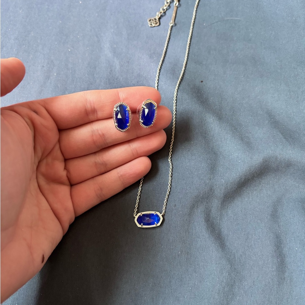 Kendra Scott Necklace and Earrings in Cobalt cats eye